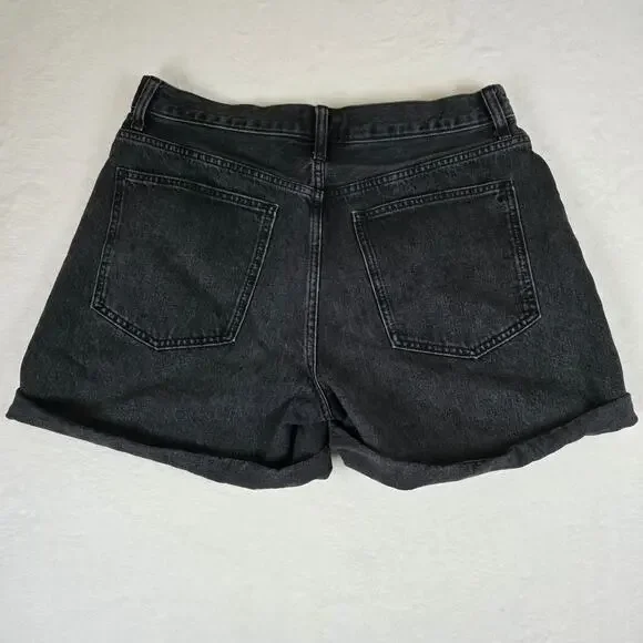 Madewell Baggy Jean Shorts Black Womens Cuffed Size 31 0691 - Picture 2 of 10